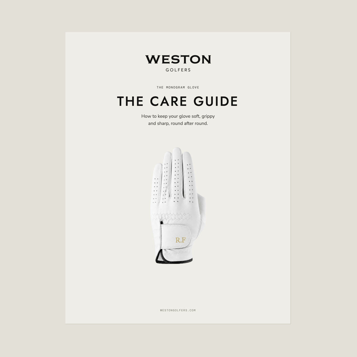 The Weston Golfers glove care guide, cover